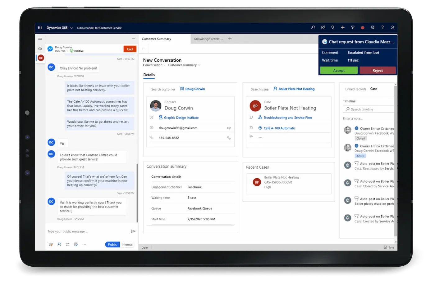 Dynamics 365 Customer Service to handle daily routine requests